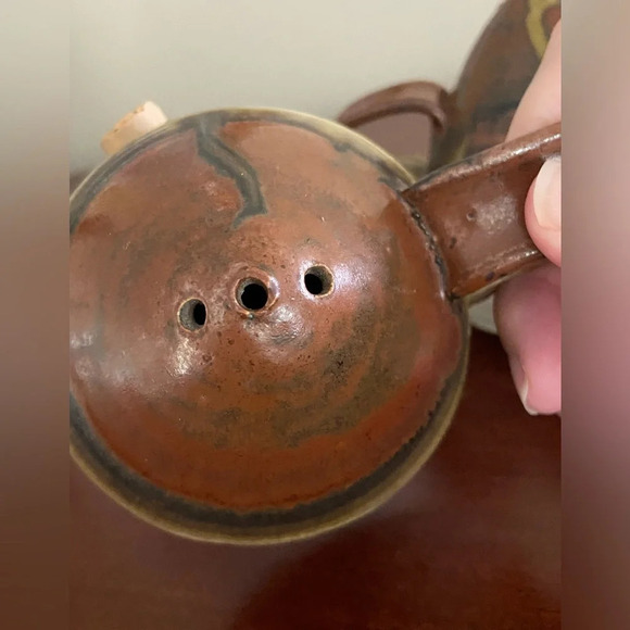 1980 Greg Wooten Indian River Pottery Brown Organic Earth stoneware Salt Pepper - Picture 7 of 10